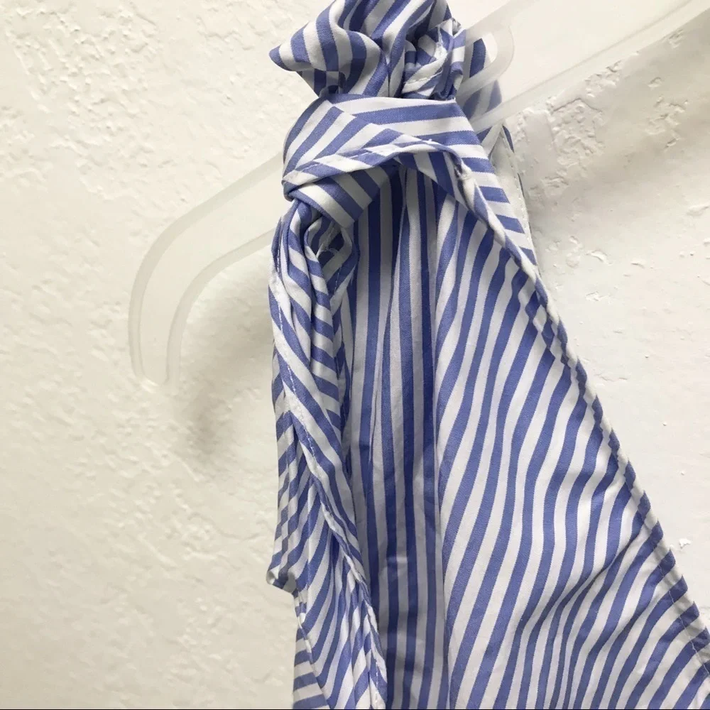 THEORY Womens Grajik One Shoulder Tank Top Size L Color Blue & White - Picture 8 of 8